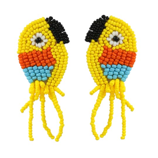 Summer Yellow Parrot Bead Earrings by Make Market®